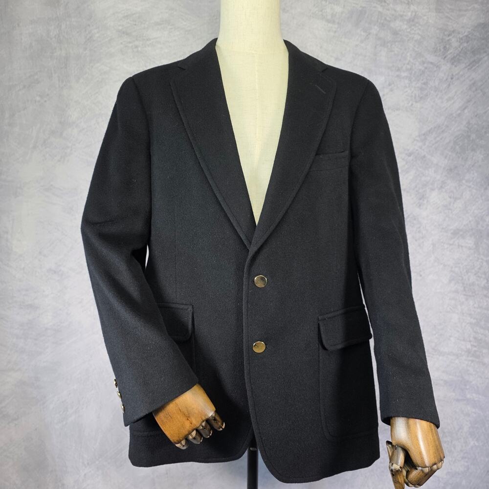 Jos A Bank Blazer Mens 42R Black Cashmere 2 Button Premier Vintage USA Union